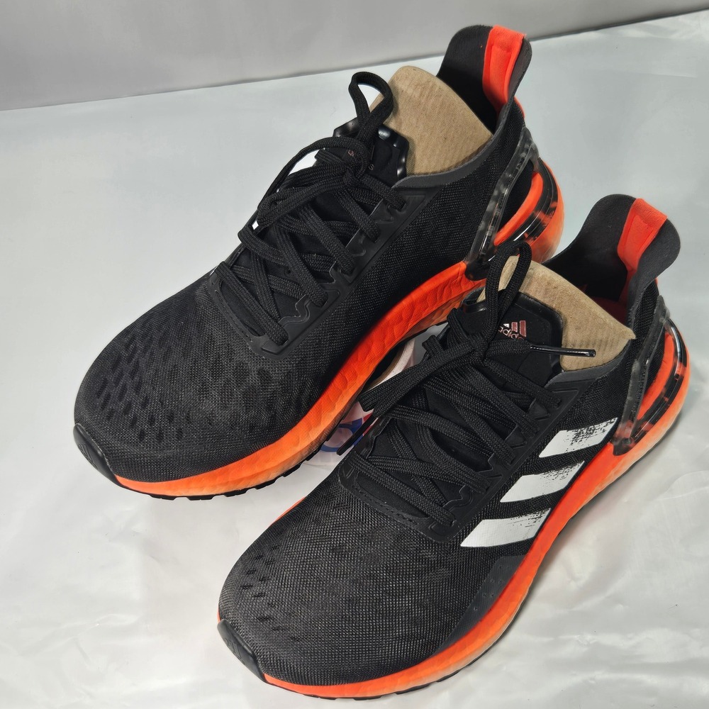 Adidas Ultraboost 20 Core Black Solar Orange Running Shoes EG0419 Womens 6